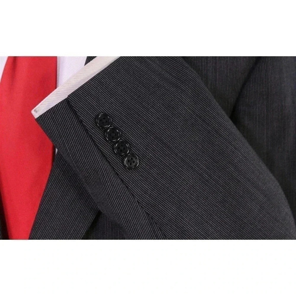 Hart Schaffner Marx Travelor Gray/Black Striped 2-Btn Luxury Wool Suit 42L - Picture 6 of 10